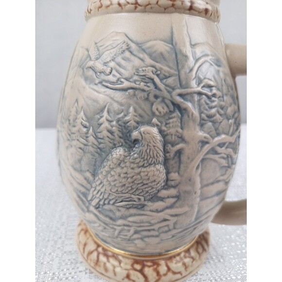 Bald Eagle Stein Woodlands Series In Original Box Forest Artwork With Eagles - Picture 7 of 12